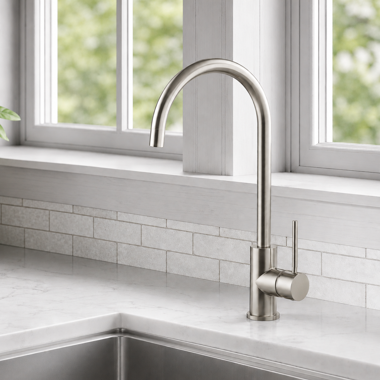 Noxwell brushed stainless steel kitchen mixer tap