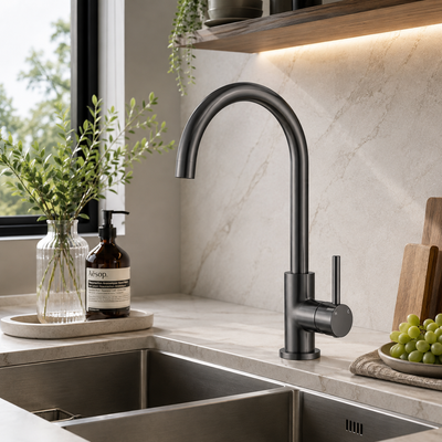 Noxwell Gun Metal Black Stainless Steel Kitchen Tap Mixer 360° Swivel 362mm | KMBL-7470