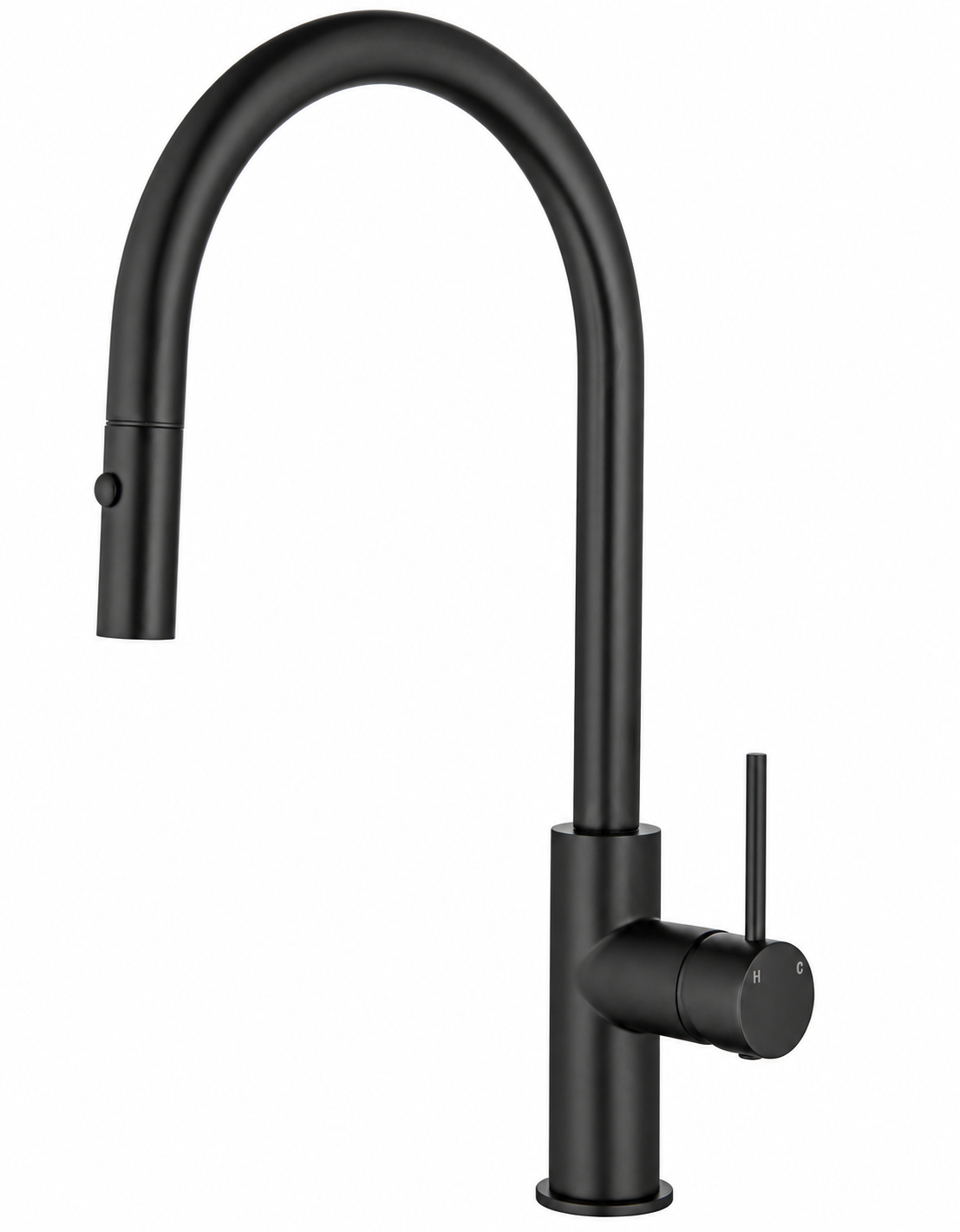 Noxwell KMMB-7470 matte black 304 stainless steel kitchen mixer on white background
