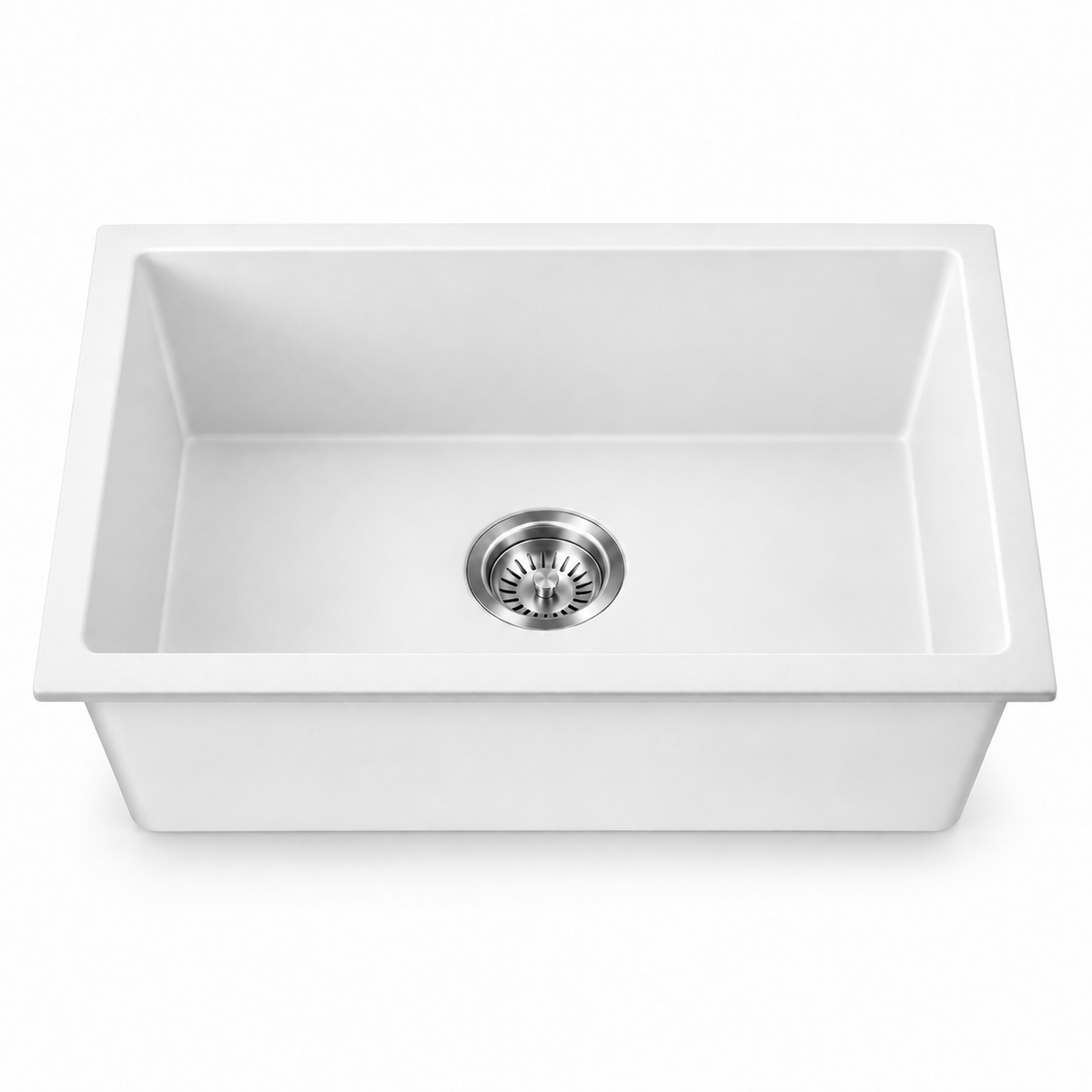 Noxwell KGWH-7045 white granite kitchen sink on white background