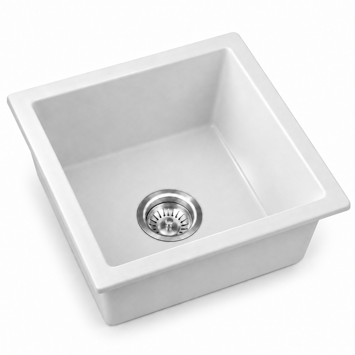 Noxwell KGWH-4545 white granite kitchen sink on white background