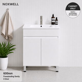 600mm Noxwell White Freestanding Bathroom Vanity 2-Door