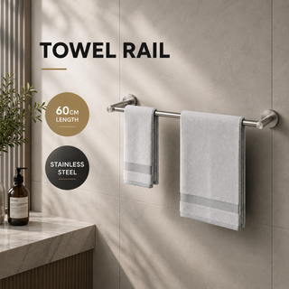 Brushed Stainless Steel Towel Rail 600mm Wall Mounted Noxwell BASV-3008