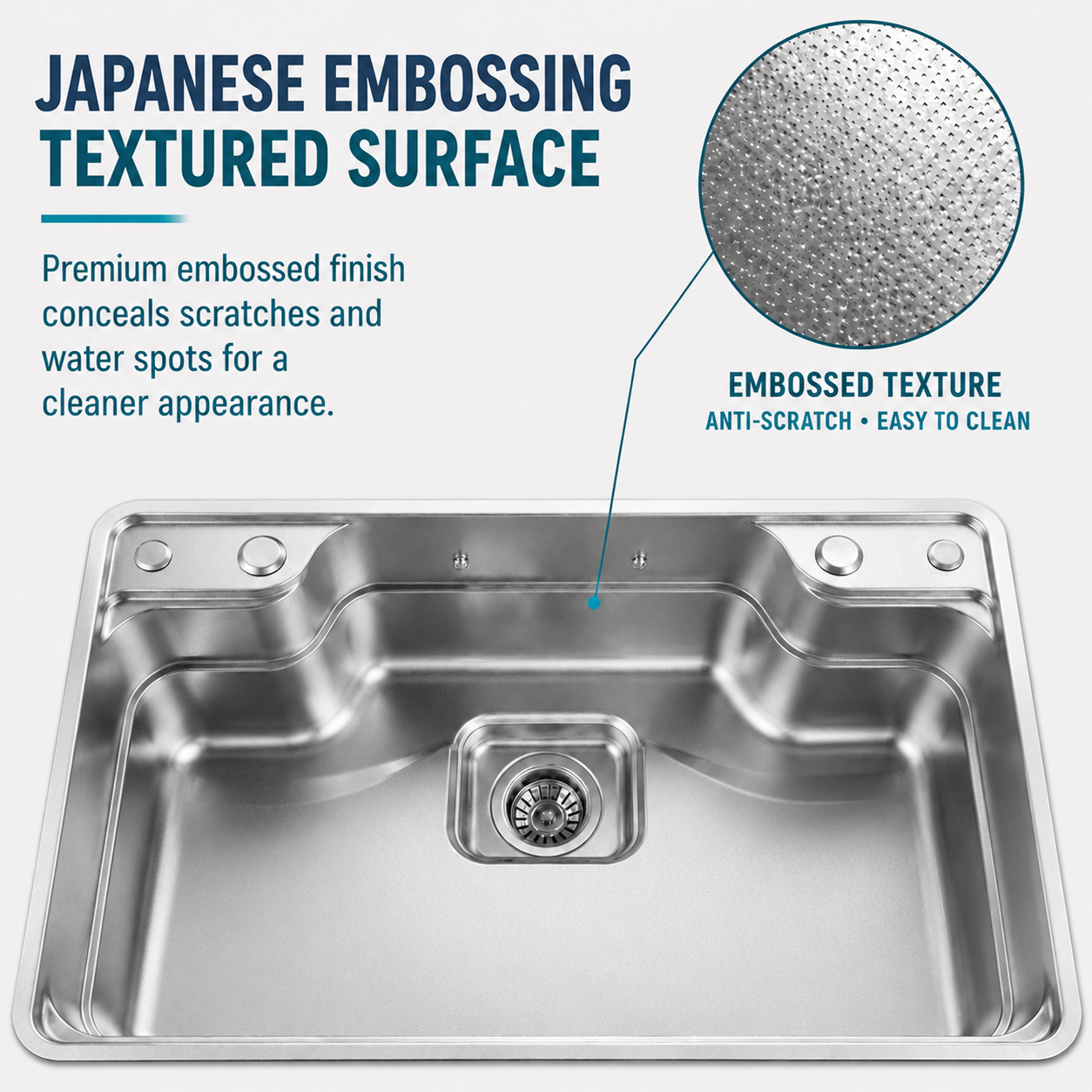 Brushed Stainless Steel Workstation Kitchen Sink Single Bowl with Accessories 802x492mm 270mm Deep Noxwell KSSV-8049 - KSSV-8049 - 802x492mm