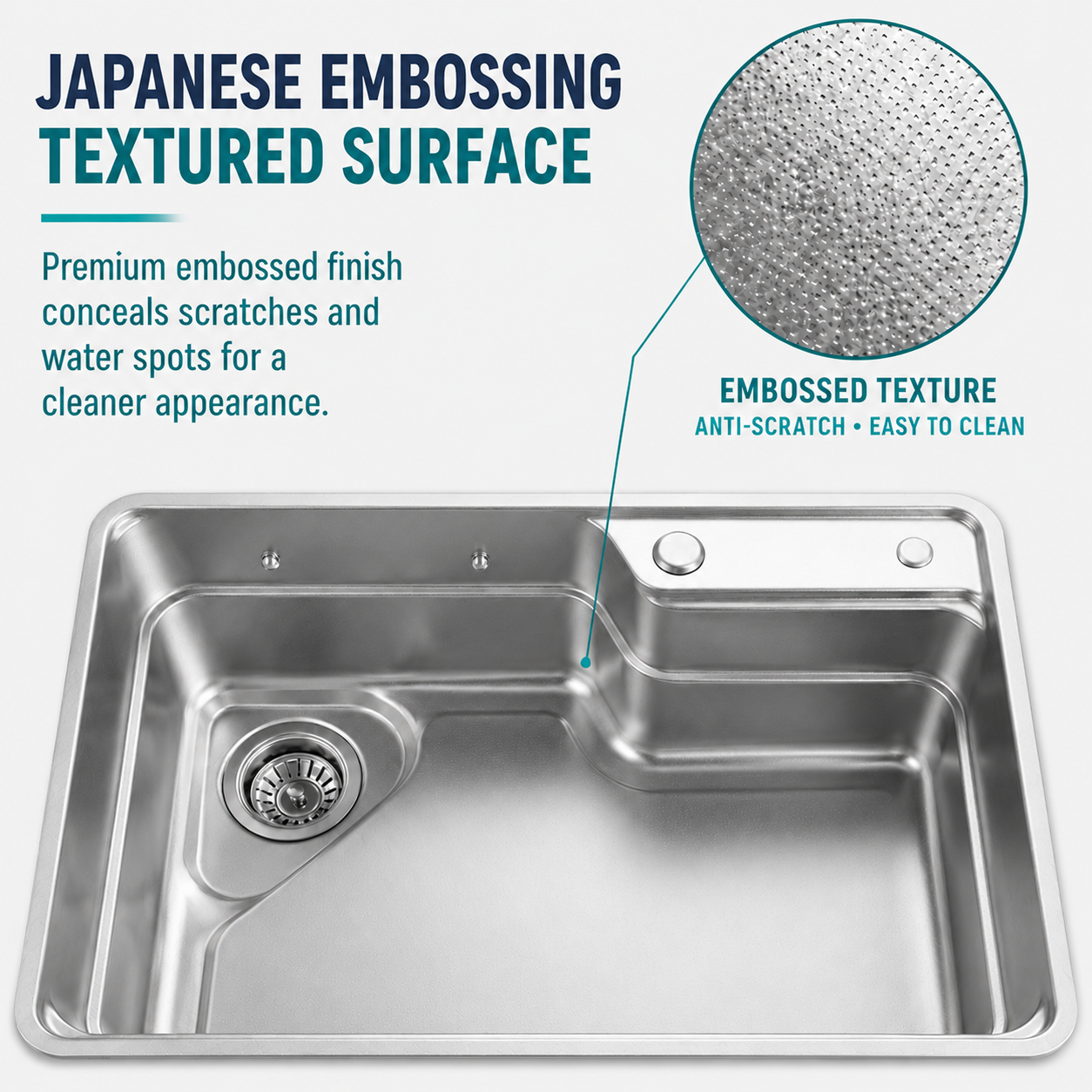 Brushed Stainless Steel Workstation Kitchen Sink Single Bowl with Accessories 752x492mm 240mm Deep Noxwell KSSV-7549 - KSSV-7549 - 752x492mm