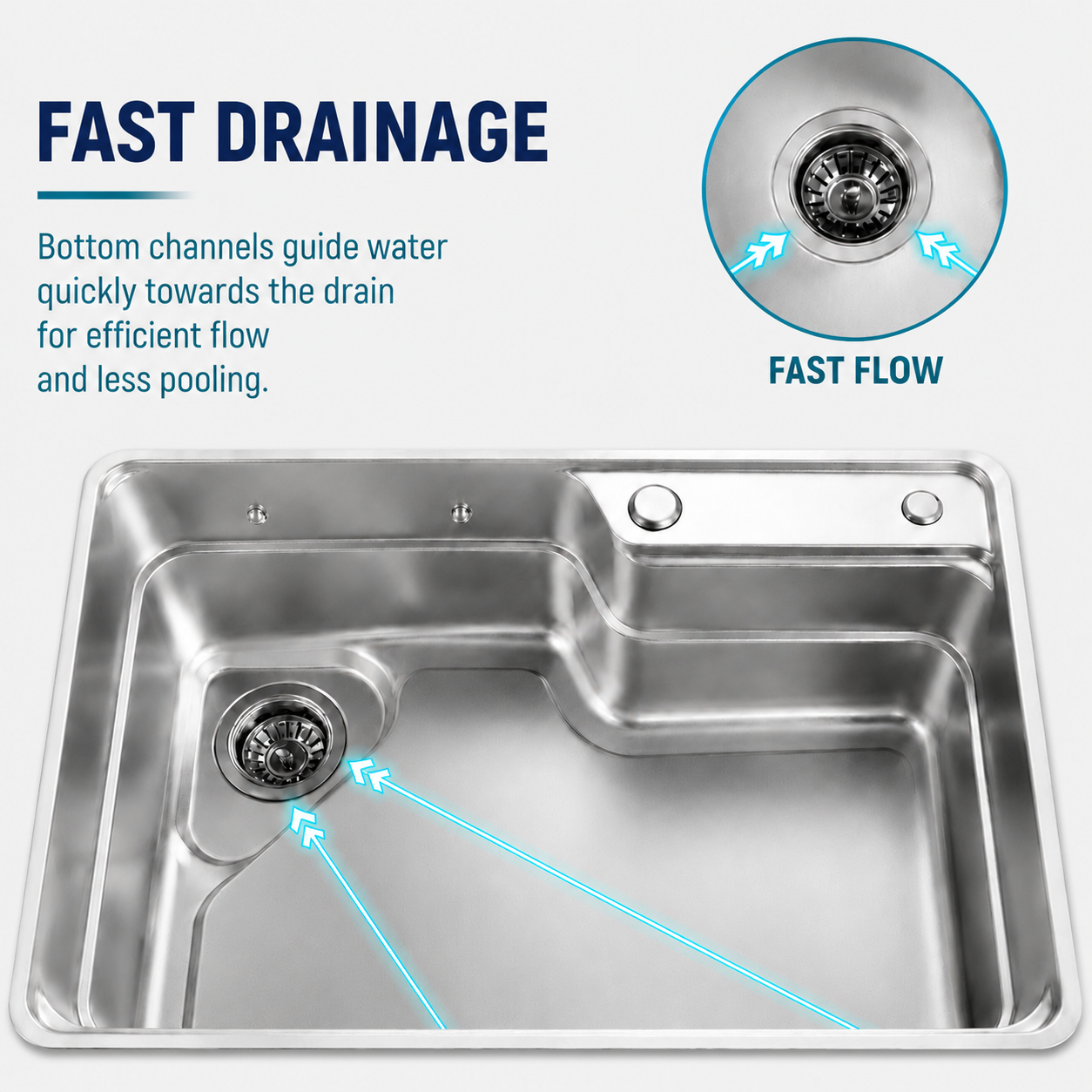 Brushed Stainless Steel Workstation Kitchen Sink Single Bowl with Accessories 752x492mm 240mm Deep Noxwell KSSV-7549 - KSSV-7549 - 752x492mm