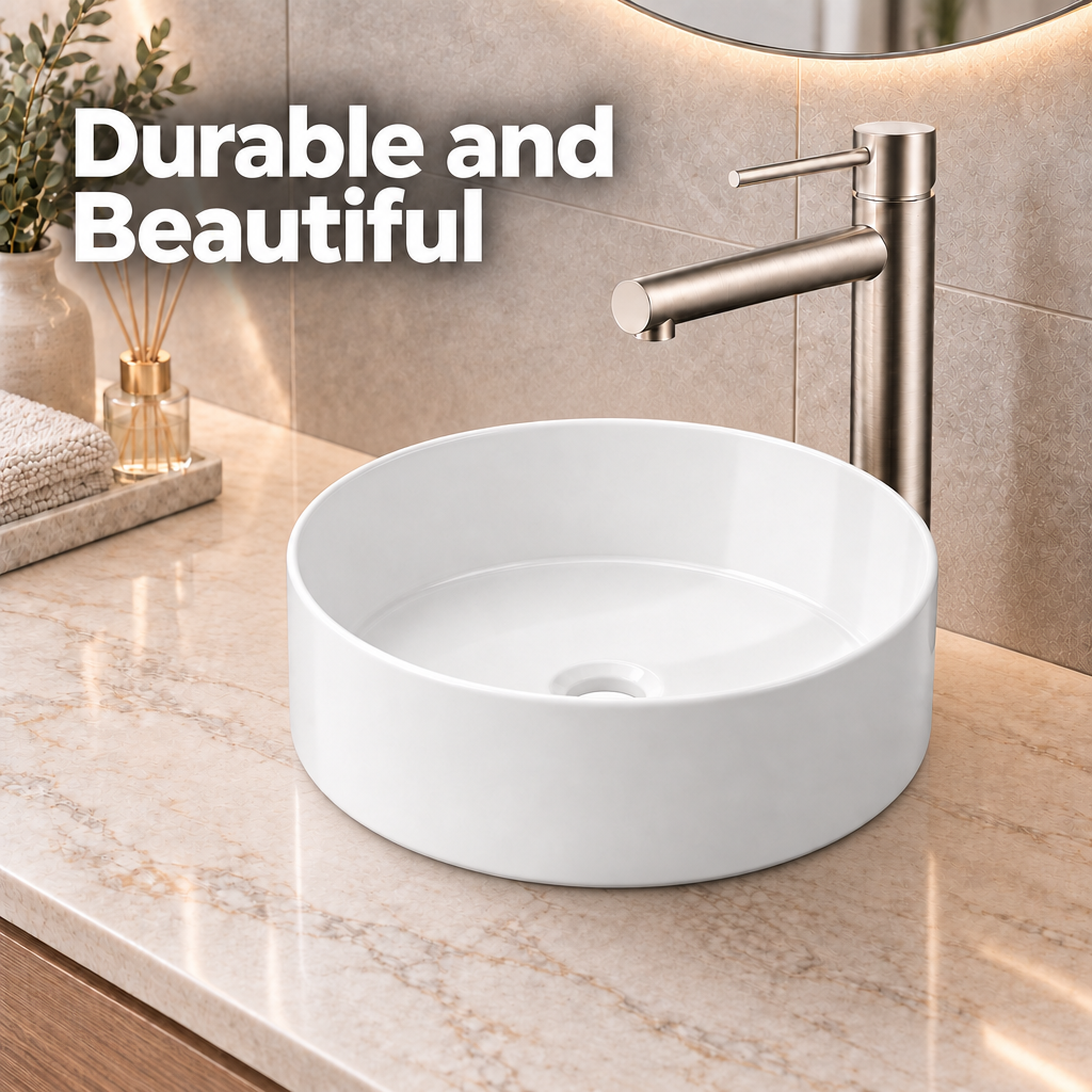Noxwell AB-3535 durable gloss white ceramic countertop basin