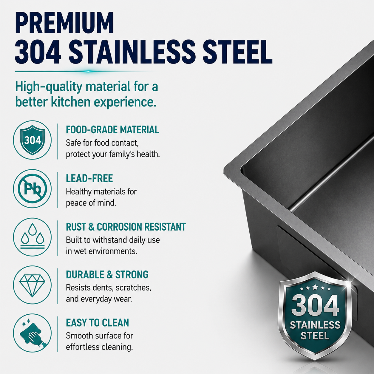 Gunmetal Black Kitchen Sink Double Bowl 770x450mm Noxwell KSBL-7745-D - KSBL-7745-D - 770x450mm