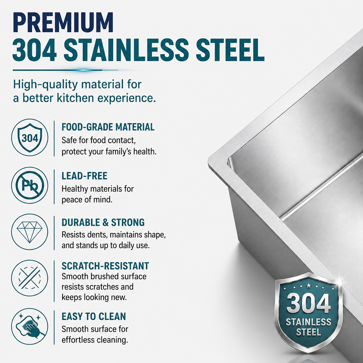 Brushed Stainless Steel Workstation Kitchen Sink Single Bowl with Accessories 762x482mm 220mm Deep Noxwell KSSV-7648 - KSSV-7648 - 762x482mm