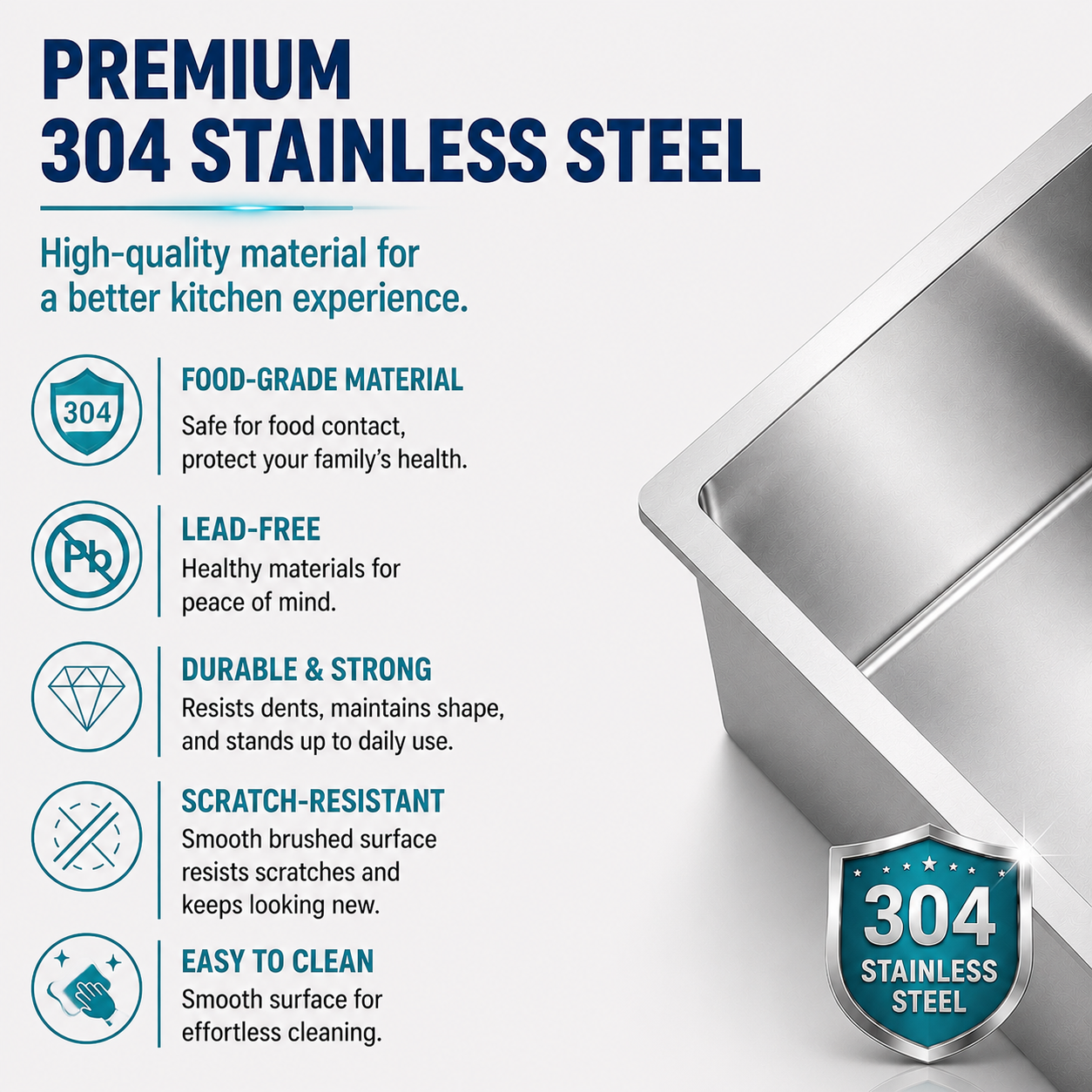 Brushed Stainless Steel Workstation Kitchen Sink Single Bowl with Accessories 802x502mm 220mm Deep Noxwell KSSV-8050 - KSSV-8050 - 802x502mm