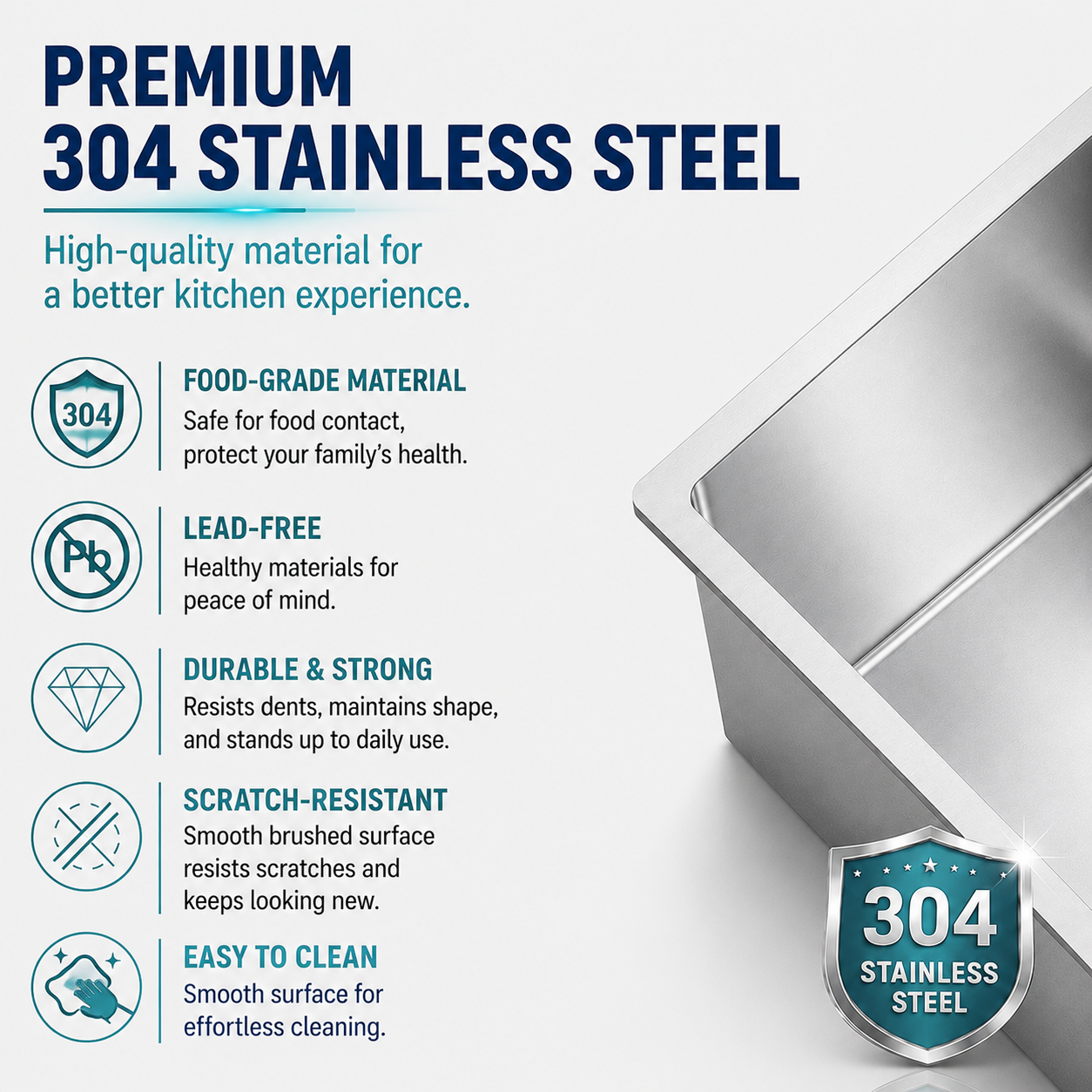 Brushed Stainless Steel Workstation Kitchen Sink Single Bowl with Accessories 752x492mm 240mm Deep Noxwell KSSV-7549 - KSSV-7549 - 752x492mm