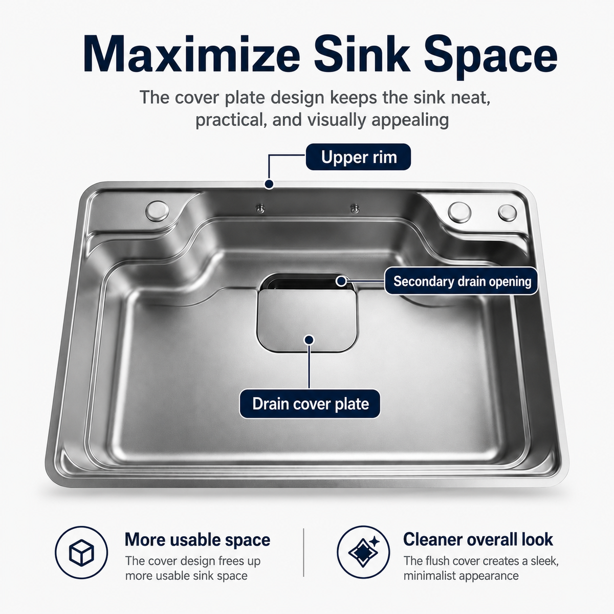 Brushed Stainless Steel Workstation Kitchen Sink Single Bowl with Accessories 772x492mm×270mm Deep Noxwell KSSV-7749
