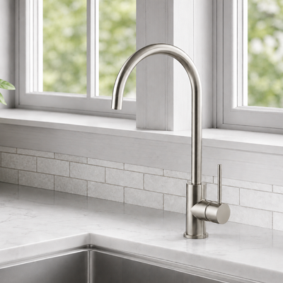 Stainless Steel Kitchen Faucet Tap Mixer High Arc Brushed 360° Swivel 362mm Noxwell KMSV-7470