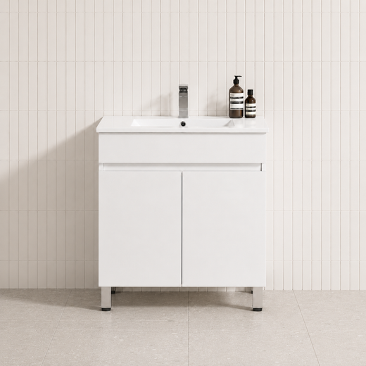 600mm Noxwell White Freestanding Bathroom Vanity 2-Door