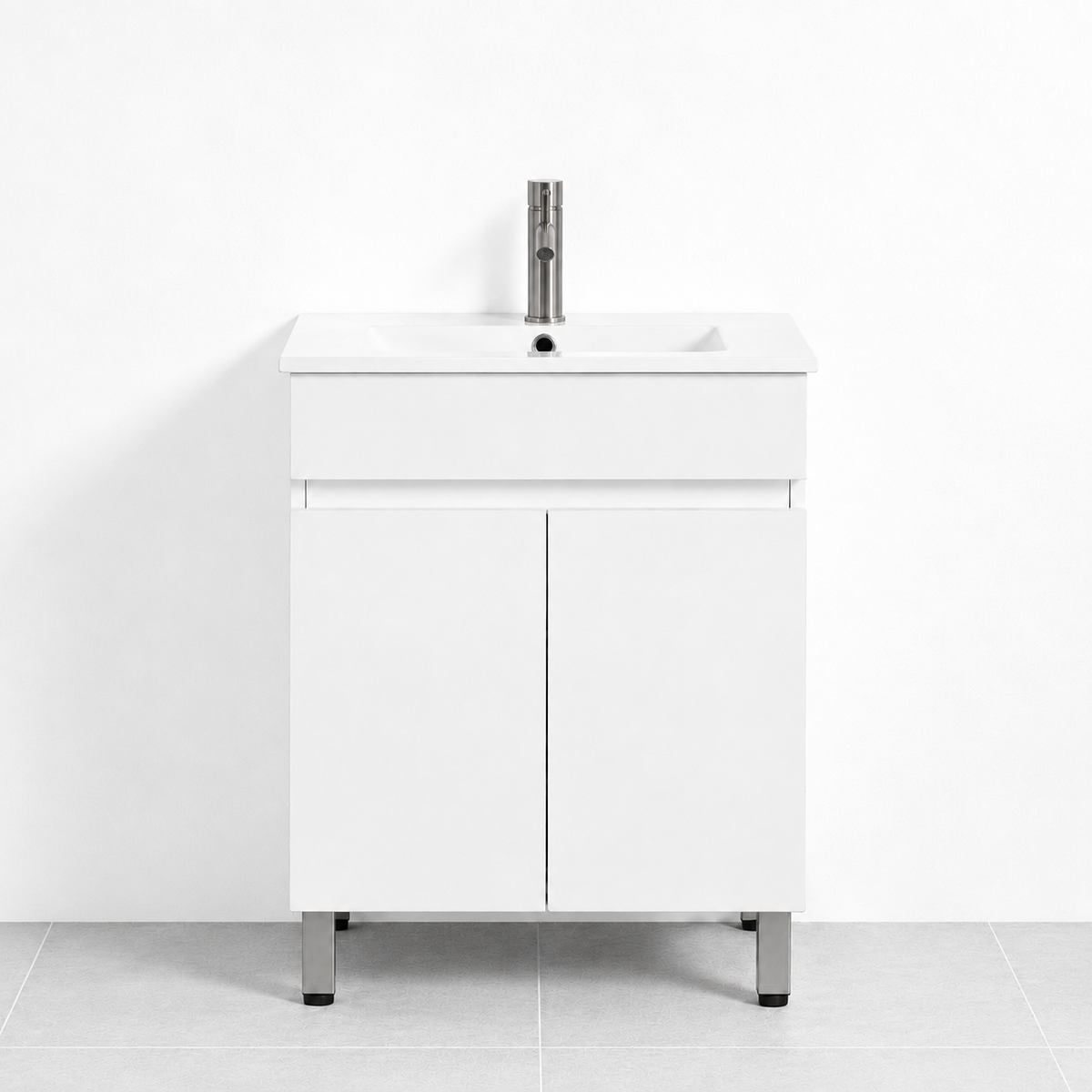 600mm Noxwell White Freestanding Bathroom Vanity 2-Door