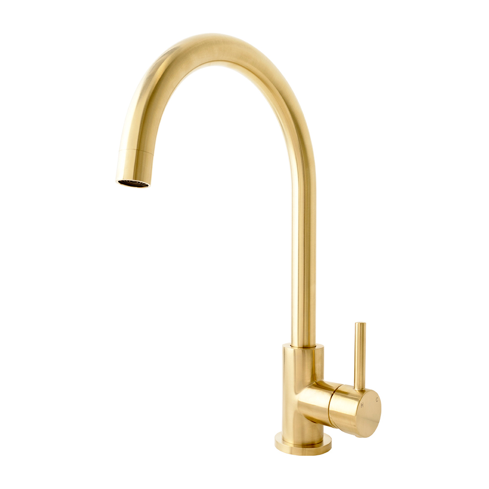 Brushed Gold Stainless Steel Kitchen Tap Mixer 360° Swivel 362mm Noxwell KMGL-7470