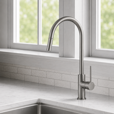 Matte Black Kitchen Tap Mixer Pull Out Stainless Steel 422mm Noxwell KMBL-7471