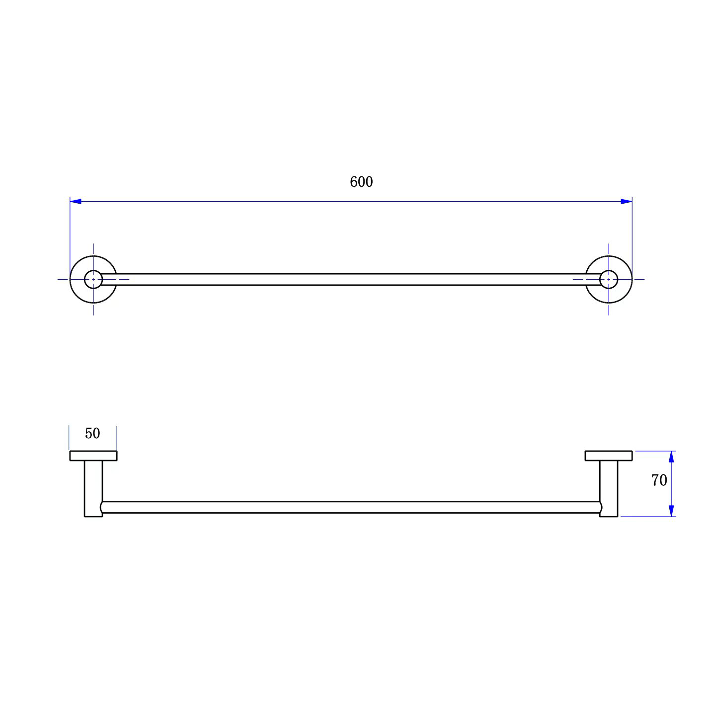 Brushed Stainless Steel Towel Rail 600mm Wall Mounted Noxwell BASV-3008
