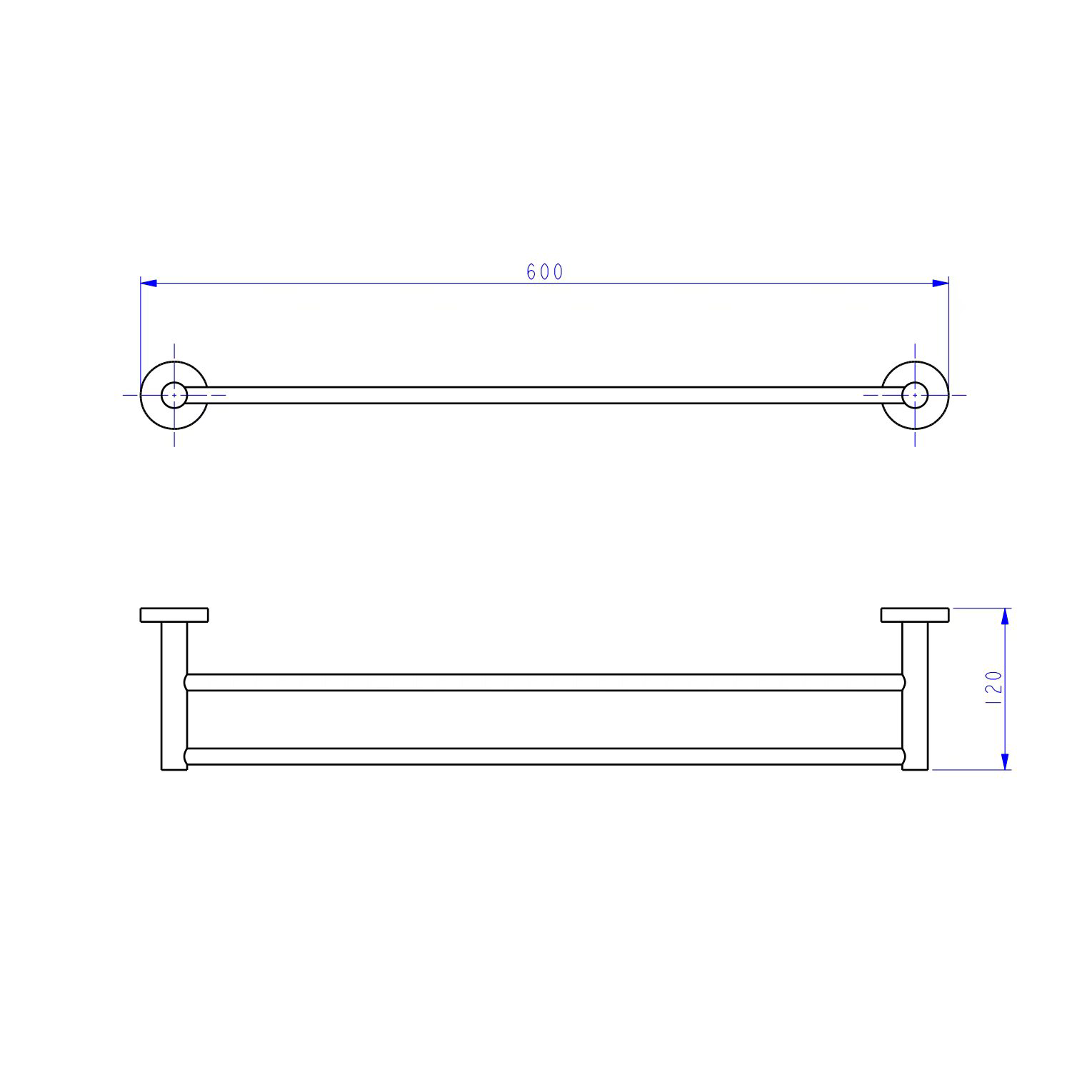 Brushed Stainless Steel Double Towel Rail 600mm Wall Mounted Noxwell BASV-3009