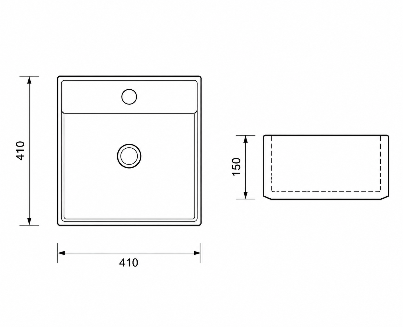 Gloss White Ceramic Art Basin 410x410mm Above Counter Bathroom Sink Noxwell AB-4141