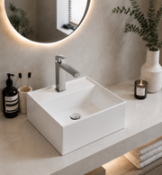 Gloss White Ceramic Art Basin 410x410mm Above Counter Bathroom Sink Noxwell AB-4141