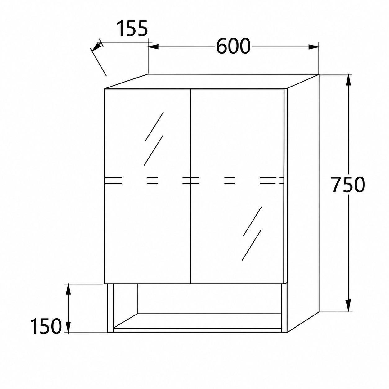 600mm Bathroom Mirror Cabinet | Wall Mounted Storage Cabinet