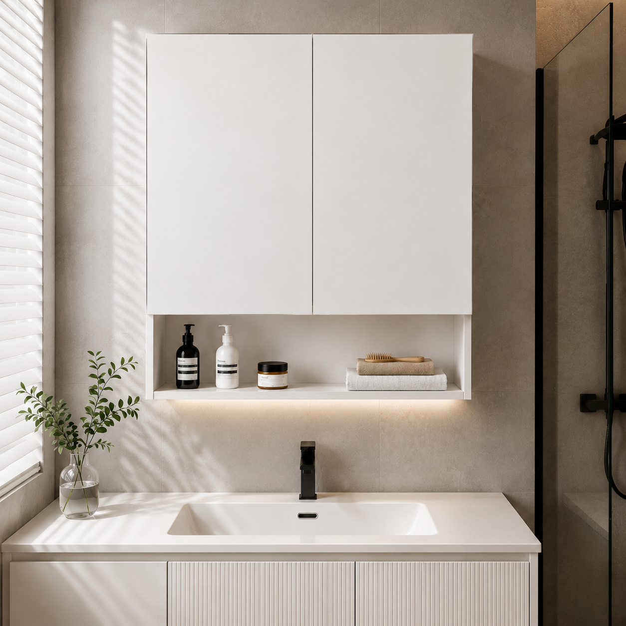 600mm Bathroom Mirror Cabinet | Wall Mounted Storage Cabinet