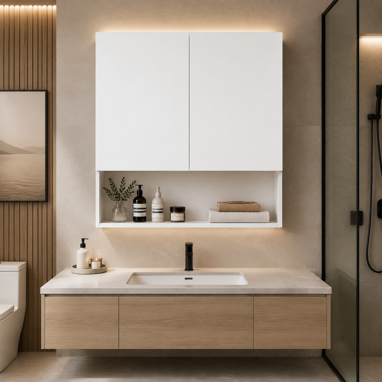 900mm Bathroom Mirror Cabinet | Wall Mounted Storage Cabinet
