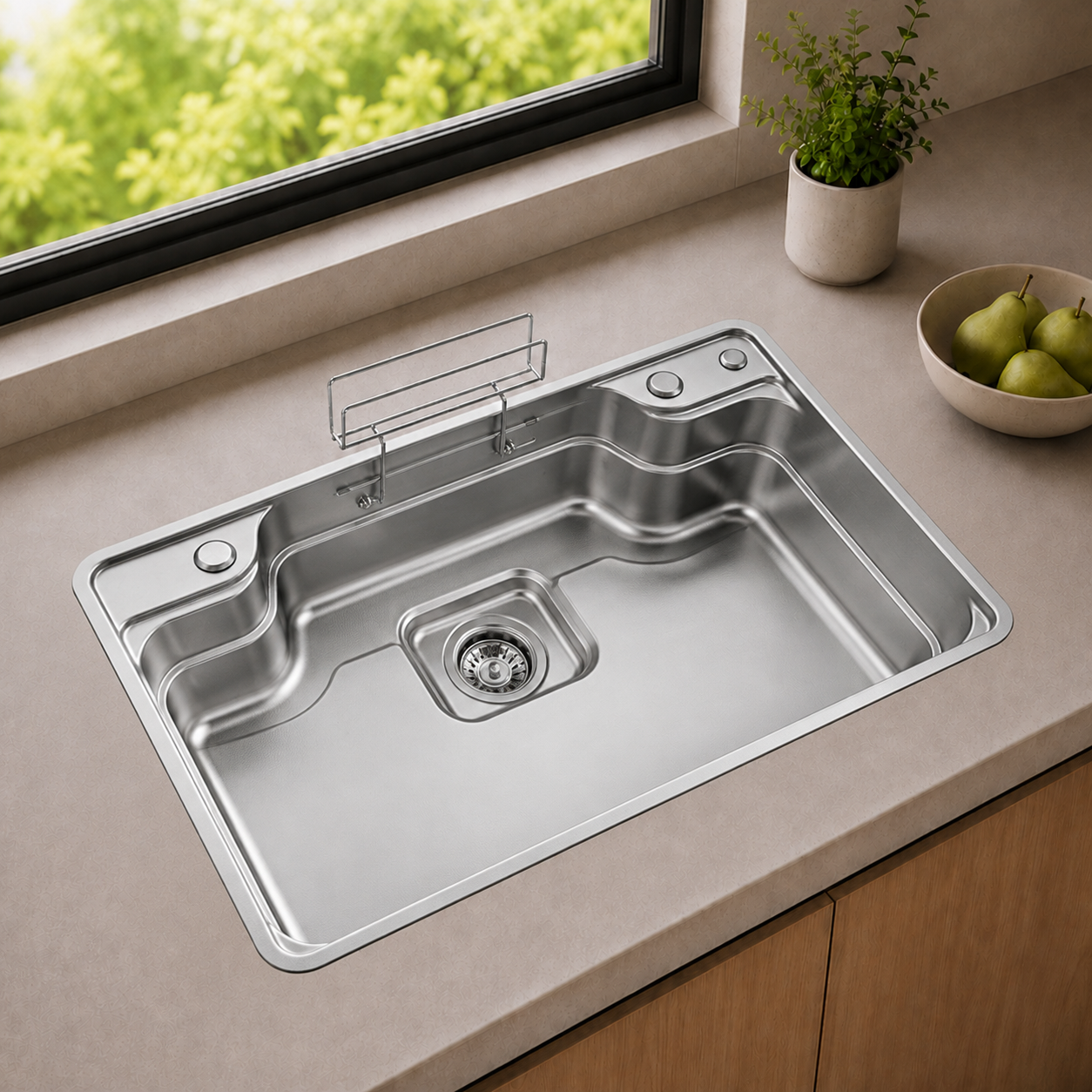 Brushed Stainless Steel Workstation Kitchen Sink Single Bowl with Accessories 772x492mm×270mm Deep Noxwell KSSV-7749