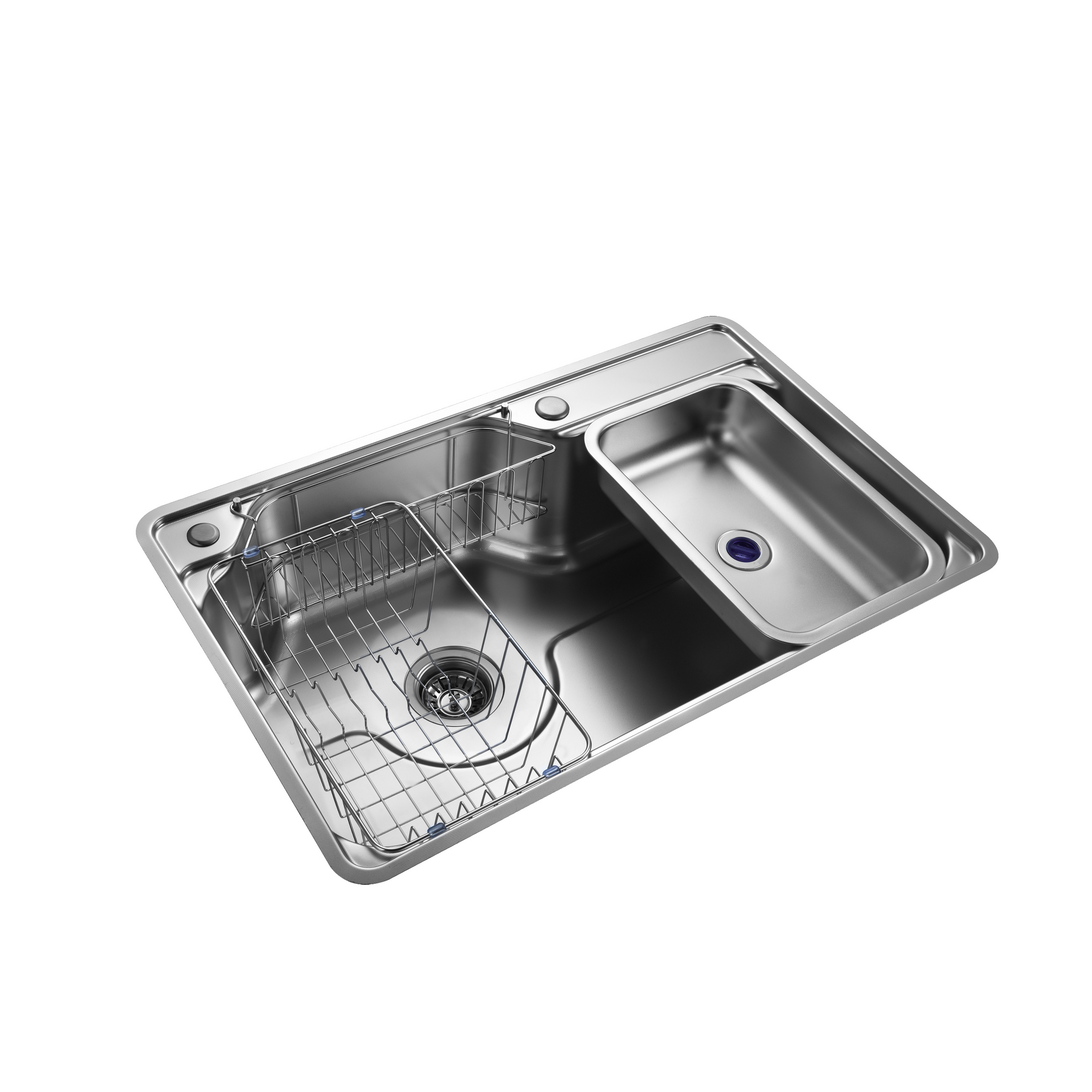Brushed Stainless Steel Workstation Kitchen Sink Single Bowl with Accessories 762x482mm 220mm Deep Noxwell KSSV-7648 - KSSV-7648 - 762x482mm