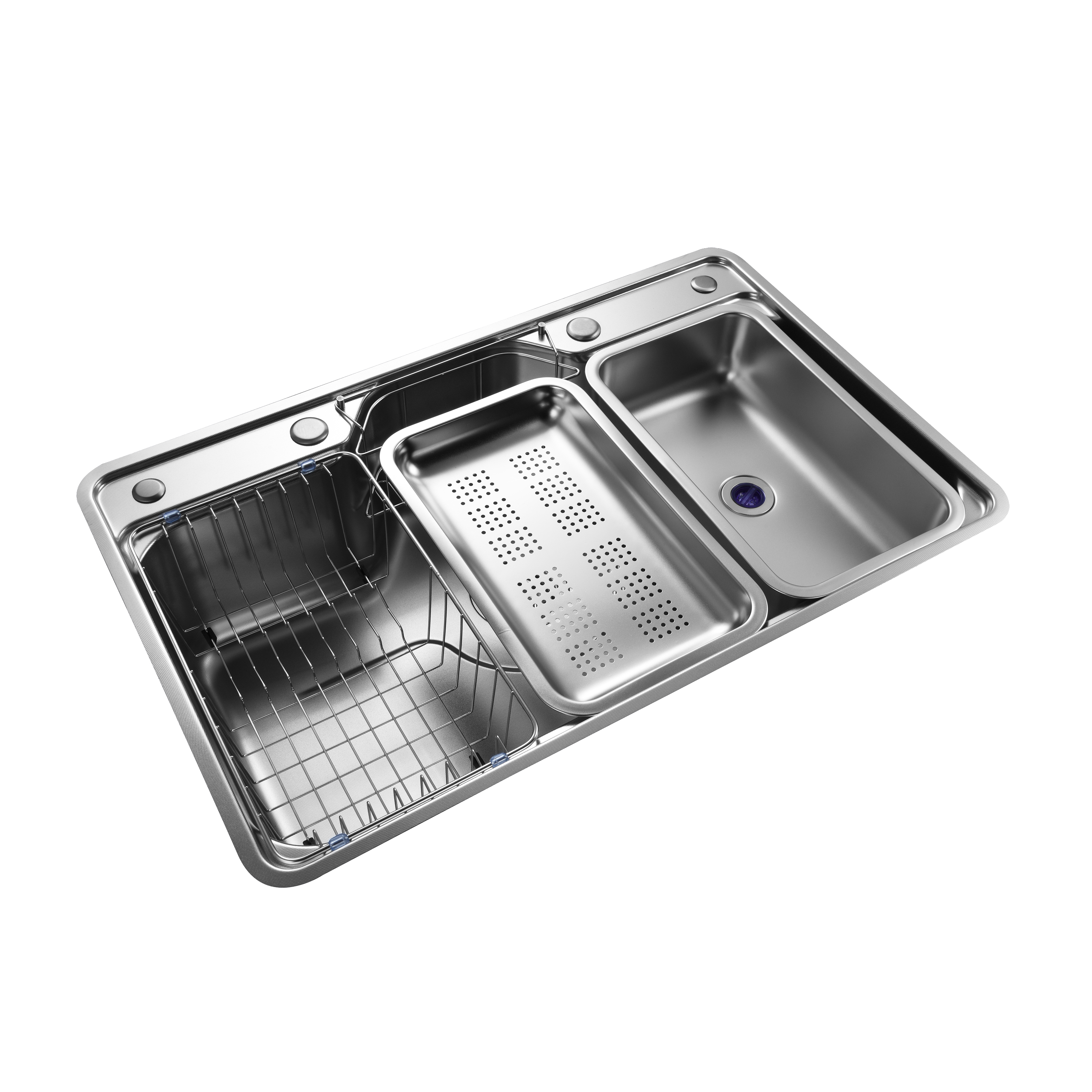 Brushed Stainless Steel Workstation Kitchen Sink Single Bowl with Accessories 802x502mm 220mm Deep Noxwell KSSV-8050 - KSSV-8050 - 802x502mm