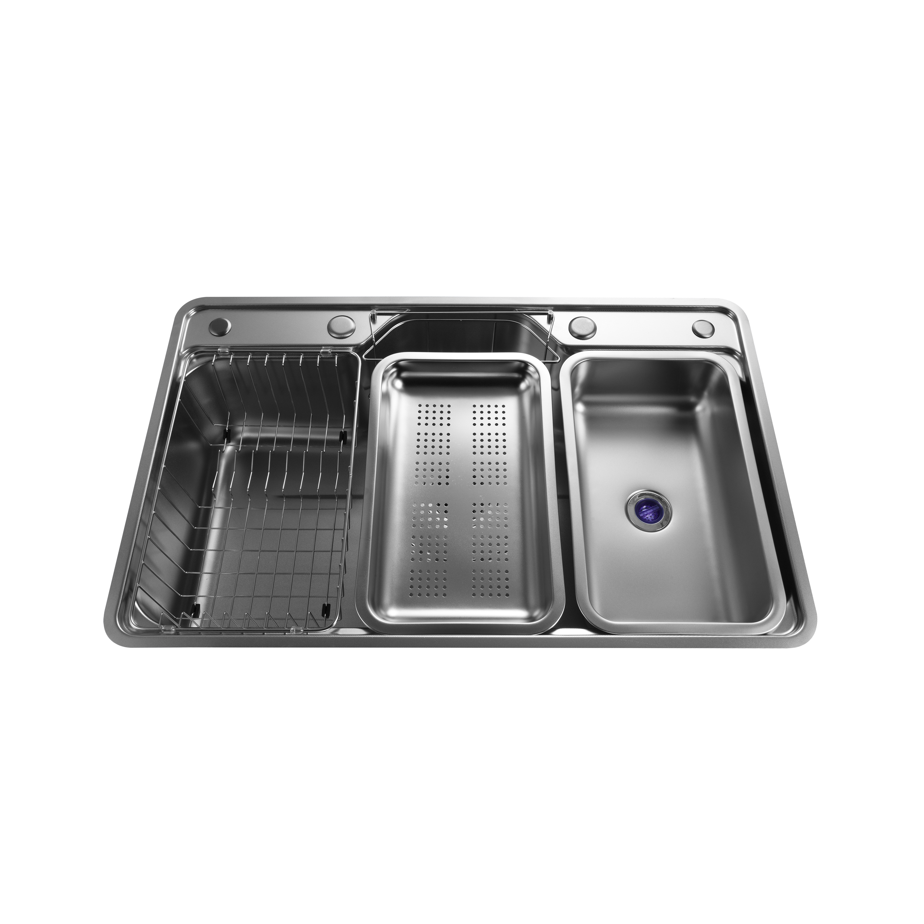 Brushed Stainless Steel Workstation Kitchen Sink Single Bowl with Accessories 802x502mm 220mm Deep Noxwell KSSV-8050 - KSSV-8050 - 802x502mm