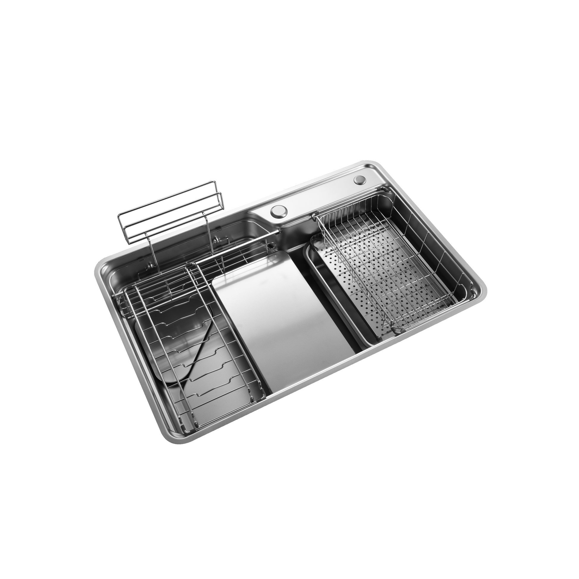 Brushed Stainless Steel Workstation Kitchen Sink Single Bowl with Accessories 752x492mm 240mm Deep Noxwell KSSV-7549 - KSSV-7549 - 752x492mm