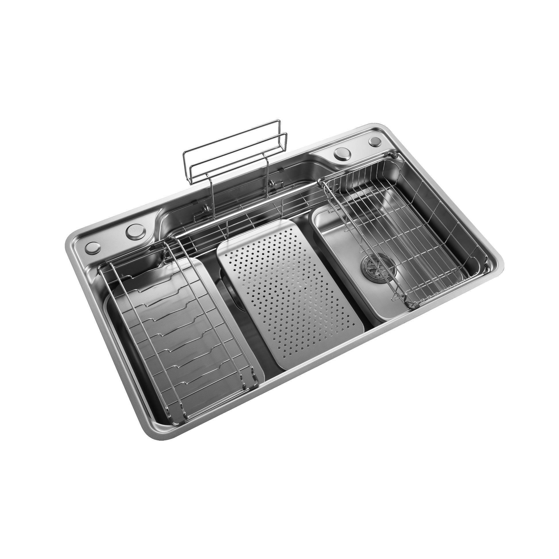 Brushed Stainless Steel Workstation Kitchen Sink Single Bowl with Accessories 802x492mm 270mm Deep Noxwell KSSV-8049 - KSSV-8049 - 802x492mm