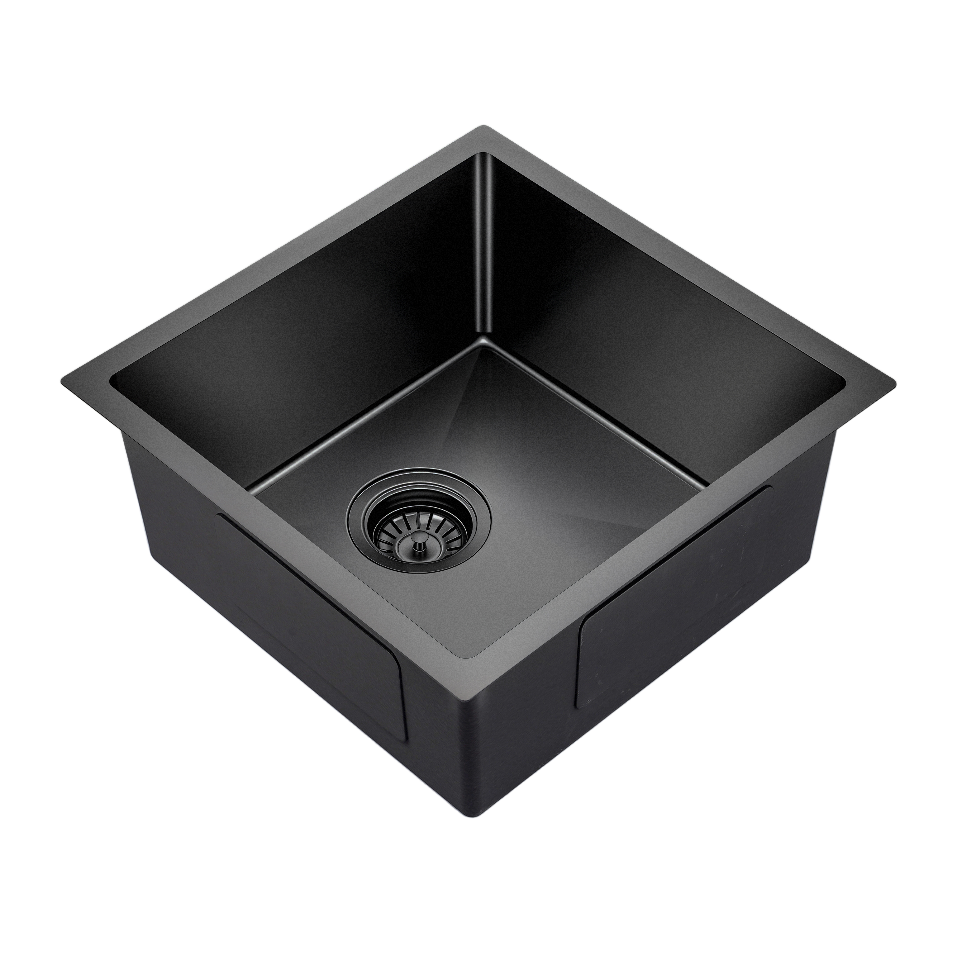 Gunmetal Black Square Kitchen Sink Single Bowl 440x440mm Noxwell KSBL-4444