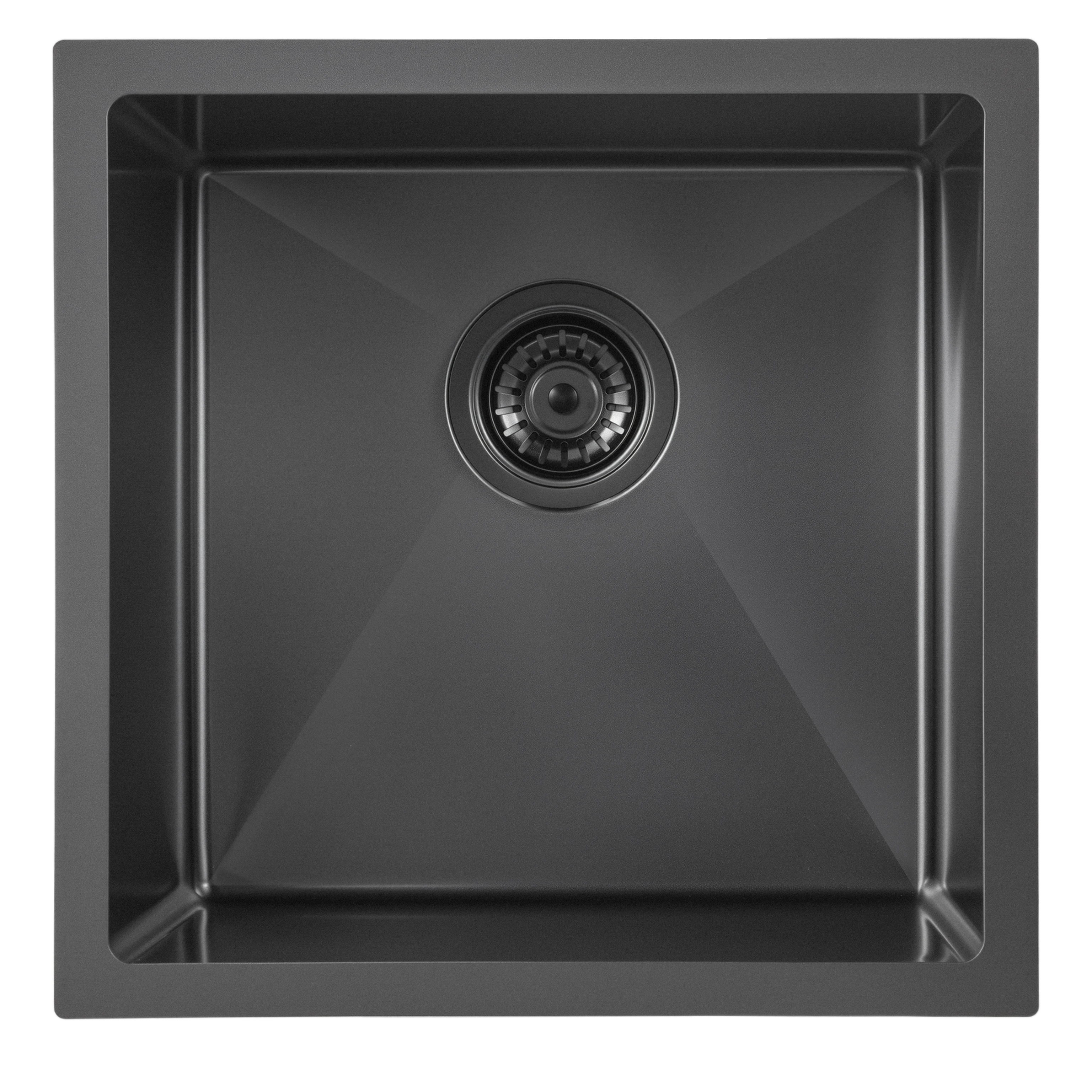 Gunmetal Black Square Kitchen Sink Single Bowl 440x440mm Noxwell KSBL-4444