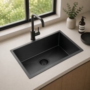 Gunmetal Black Kitchen Sink Single Bowl 600x450mm 230mm Deep Noxwell KSBL-6045