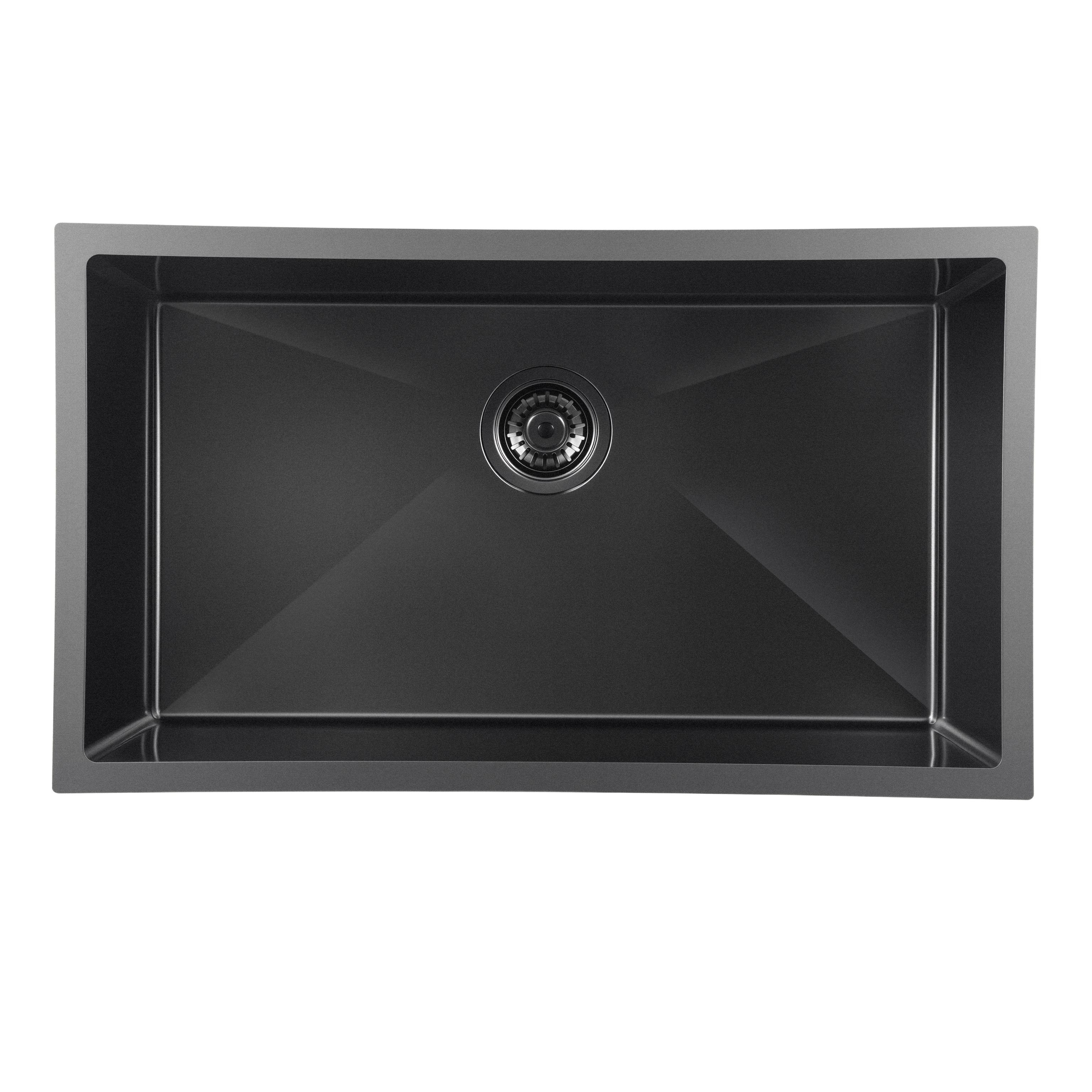 Gunmetal Black Kitchen Sink Single Bowl 770x450mm 250mm Deep Noxwell KSBL-7745
