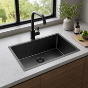 Gunmetal Black Kitchen Sink Single Bowl 770x450mm 250mm Deep Noxwell KSBL-7745