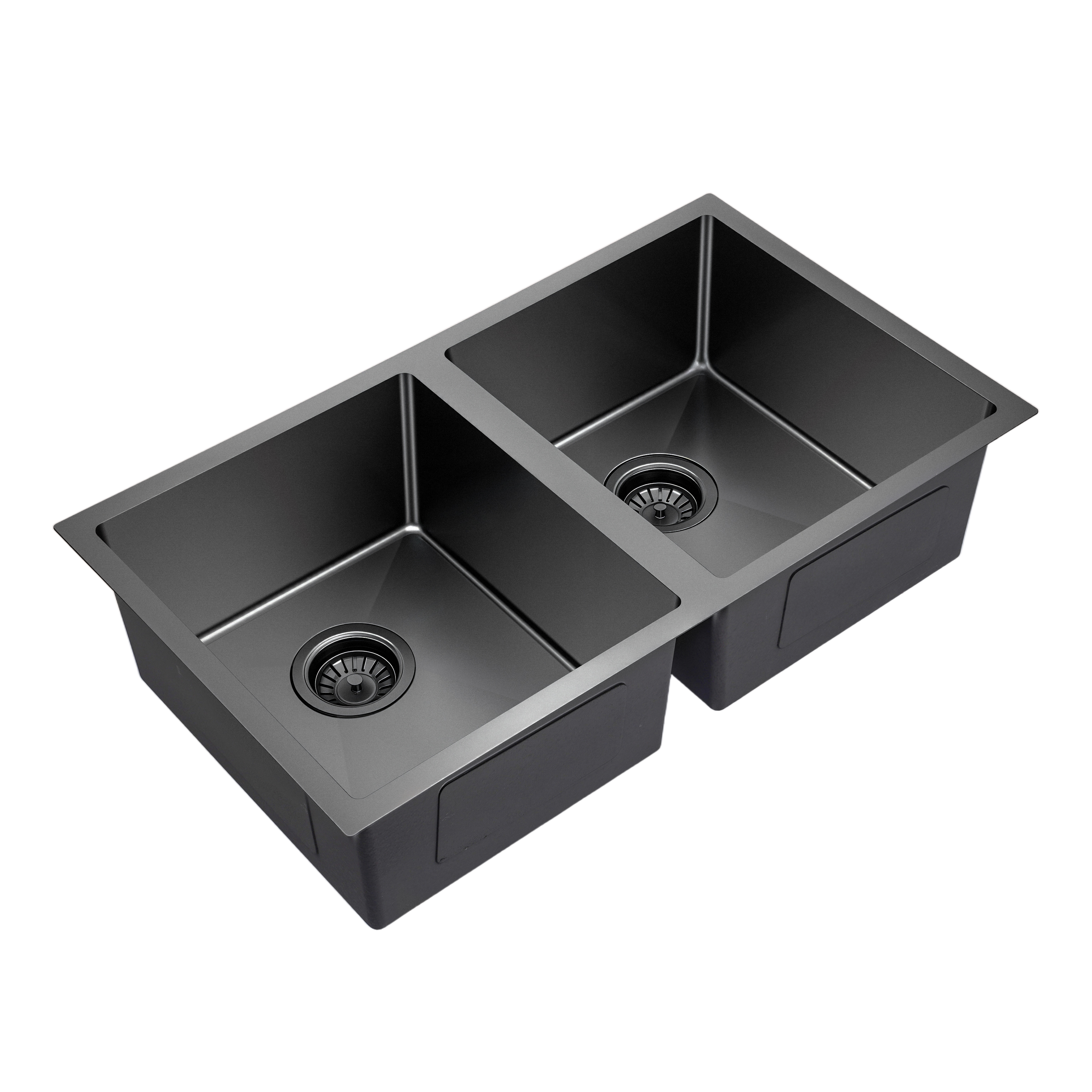 Gunmetal Black Kitchen Sink Double Bowl 770x450mm Noxwell KSBL-7745-D