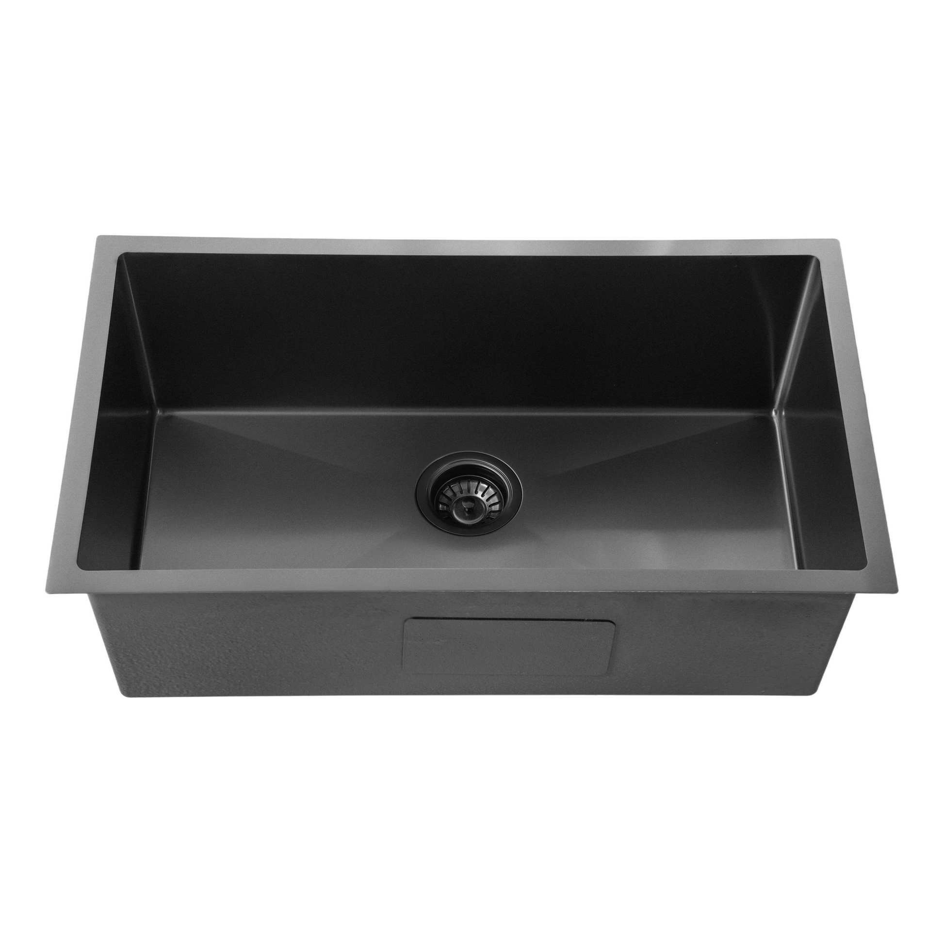 Front view of Noxwell KSBL-7745 gunmetal black kitchen sink