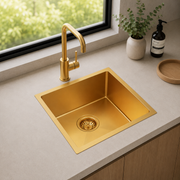 Brushed Gold Kitchen Sink Single Bowl 440x440mm Noxwell KSGL-4444