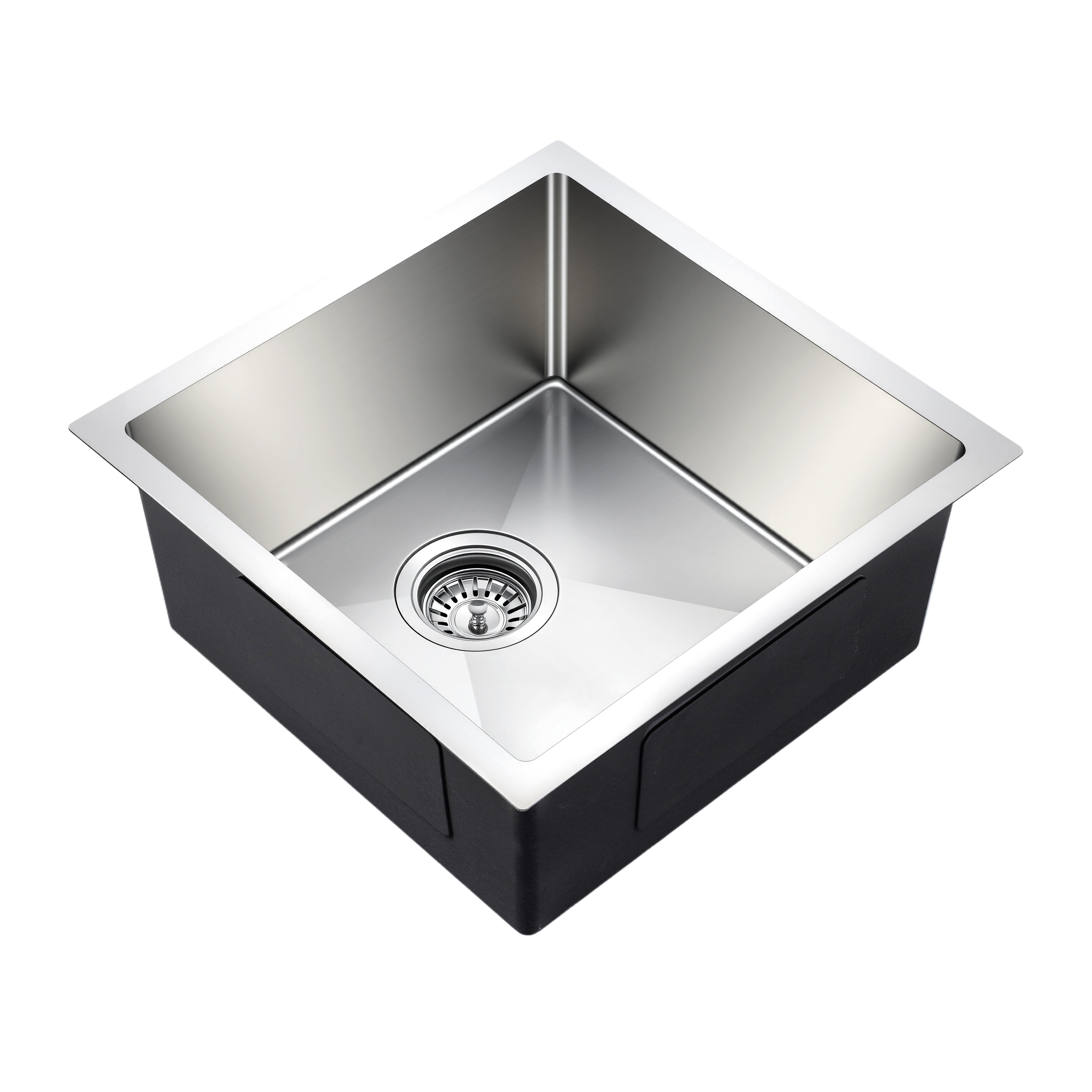 Brushed Silver Square Kitchen Sink Single Bowl 440x440mm Noxwell KSSV-4444