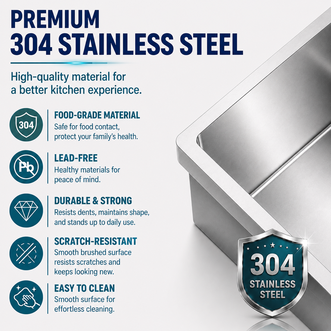 304 stainless steel kitchen sink material – Noxwell KSSV-4530