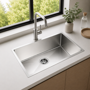 Brushed Silver Kitchen Sink Single Bowl 710x450mm 230mm Deep Noxwell KSSV-7145