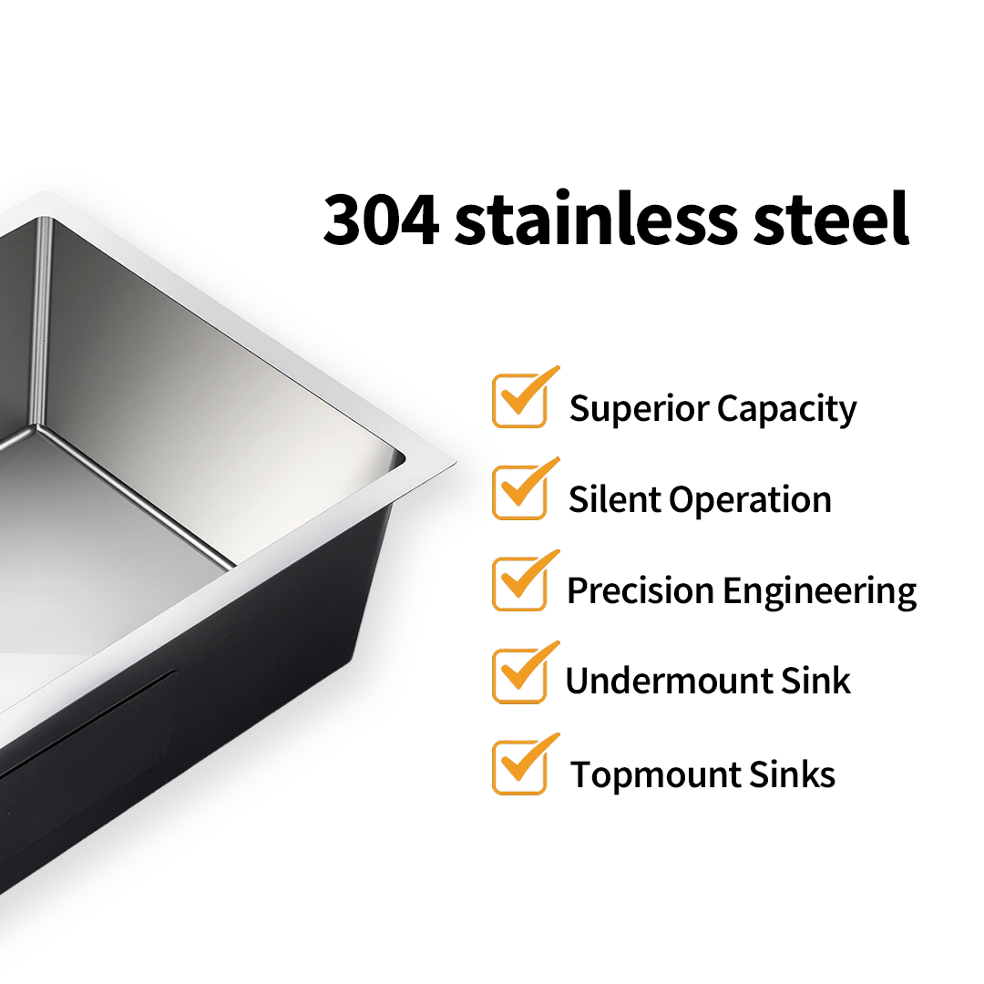 Brushed Silver Kitchen Sink Single Bowl 710x450mm 230mm Deep Noxwell KSSV-7145