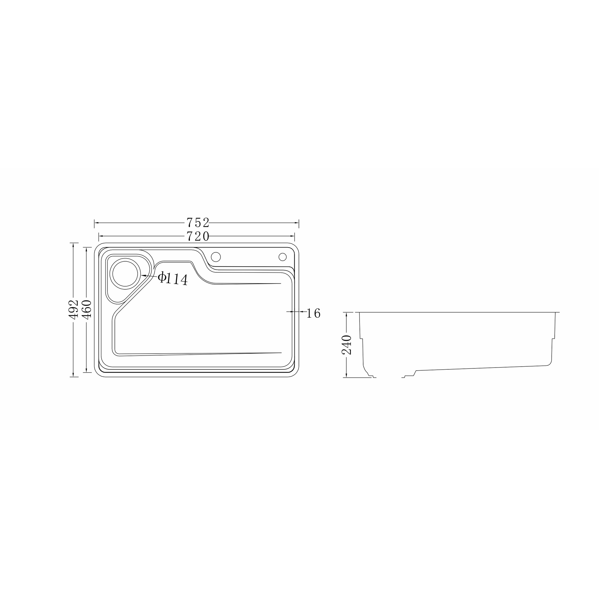 Brushed Stainless Steel Workstation Kitchen Sink Single Bowl with Accessories 752x492mm 240mm Deep Noxwell KSSV-7549 - KSSV-7549 - 752x492mm