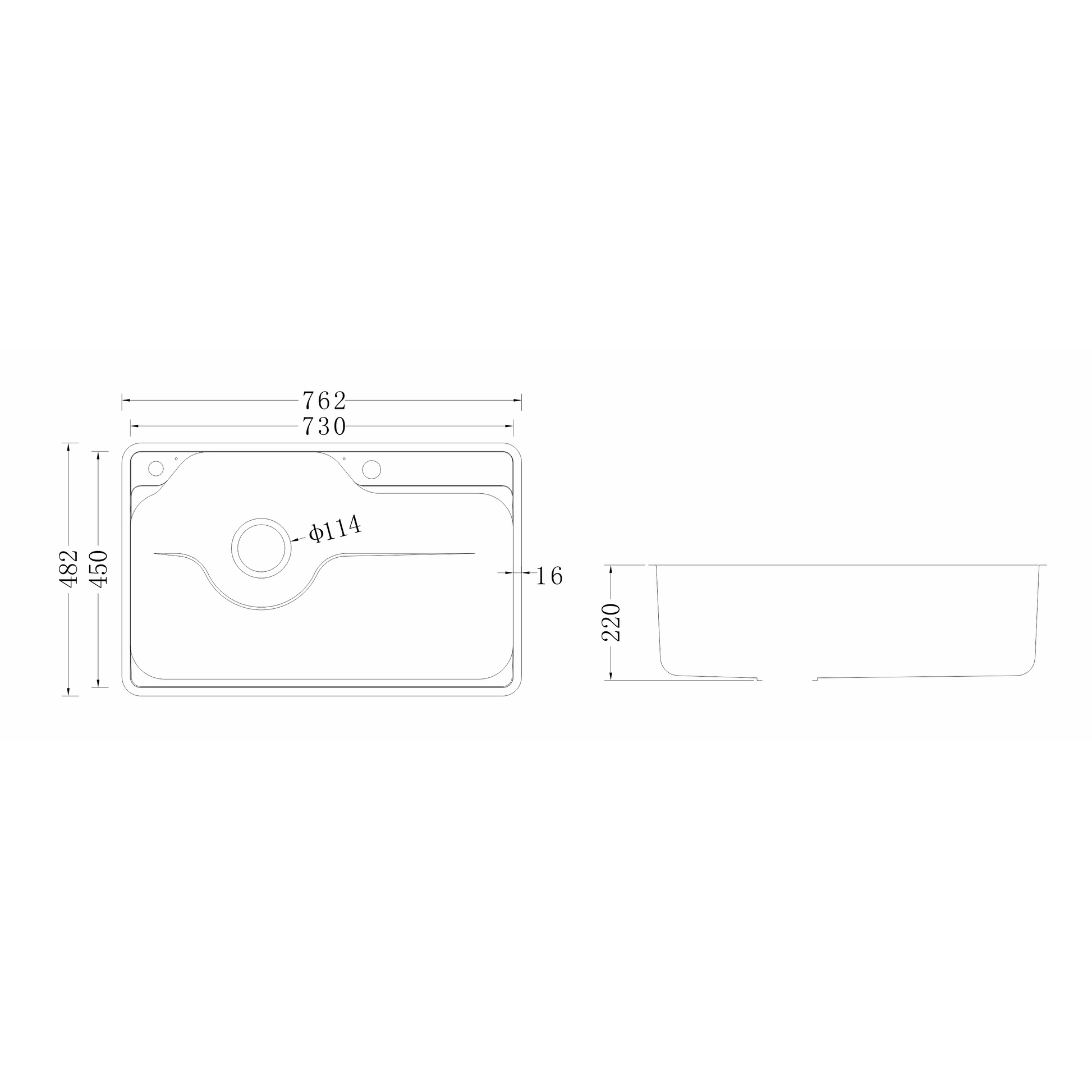 Brushed Stainless Steel Workstation Kitchen Sink Single Bowl with Accessories 762x482mm 220mm Deep Noxwell KSSV-7648 - KSSV-7648 - 762x482mm