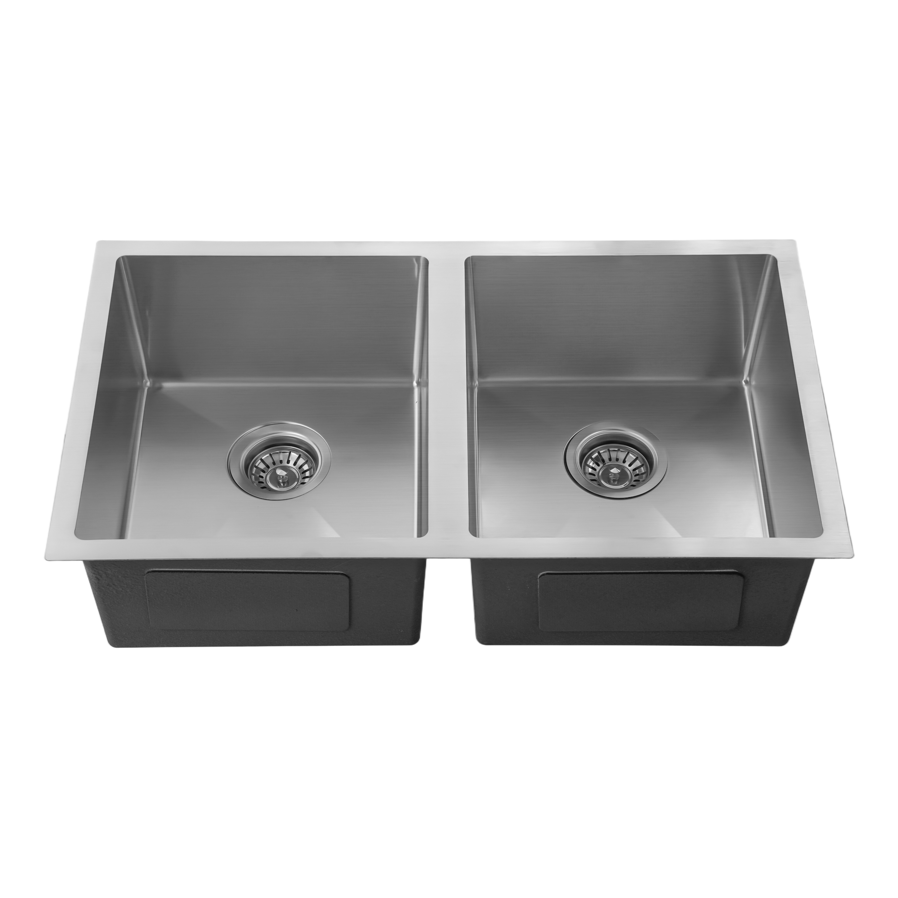 Brushed Silver Kitchen Sink Double Bowl 770x450mm Noxwell KSSV-7745-D