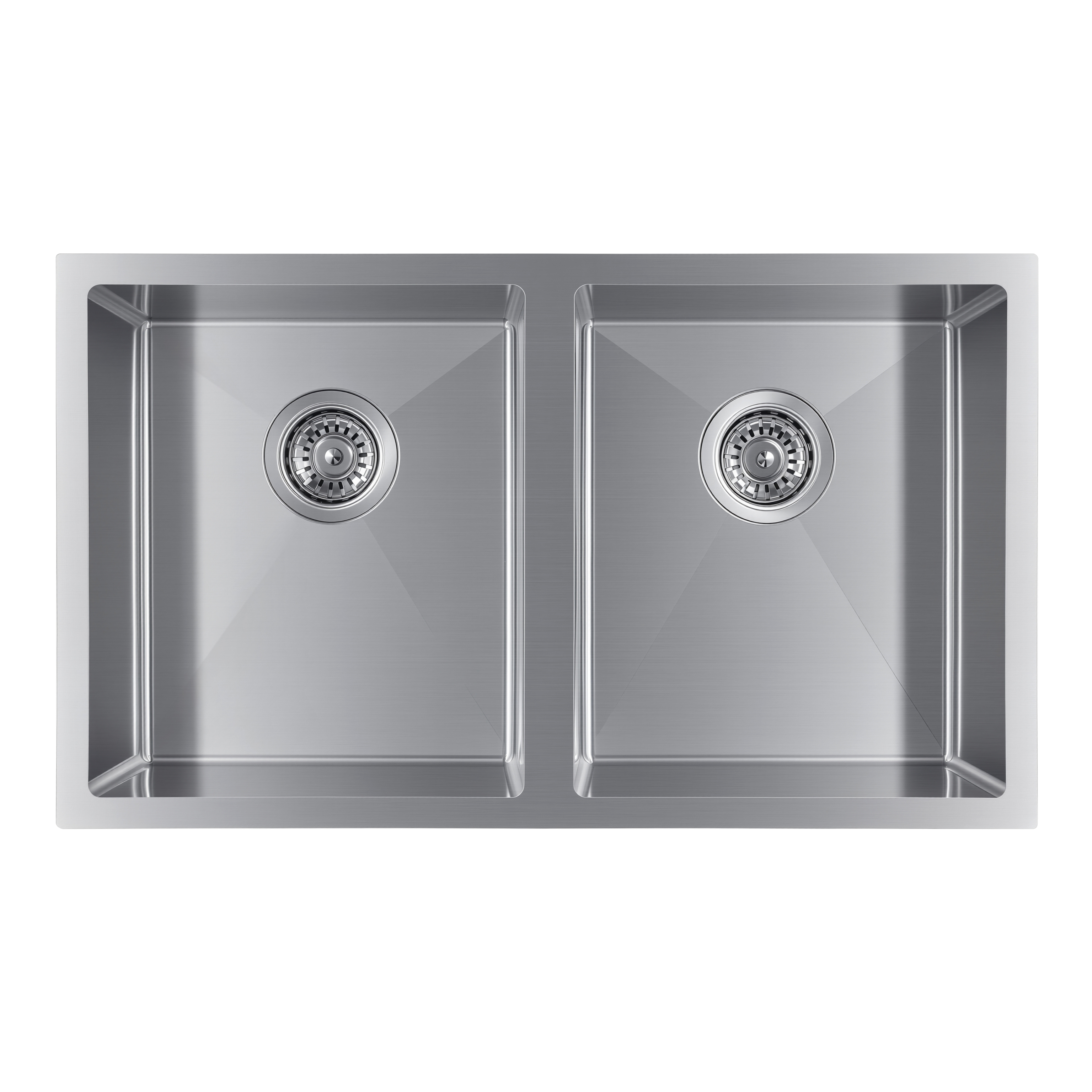 Brushed Silver Kitchen Sink Double Bowl 770x450mm Noxwell KSSV-7745-D